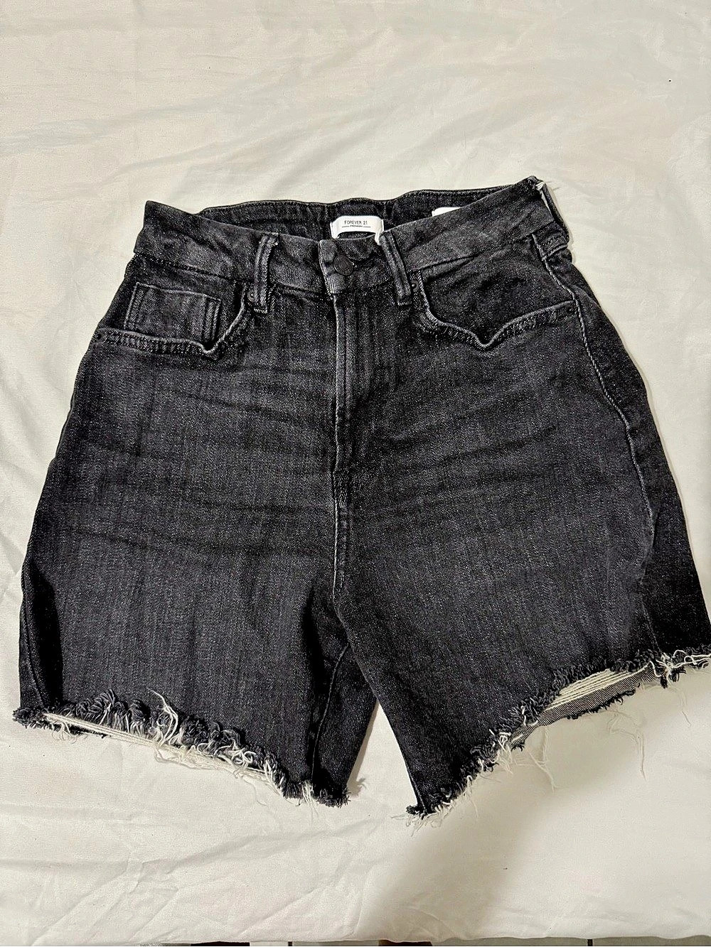 Forever 21 Curved 90's Denim Shorts Black Waist 27